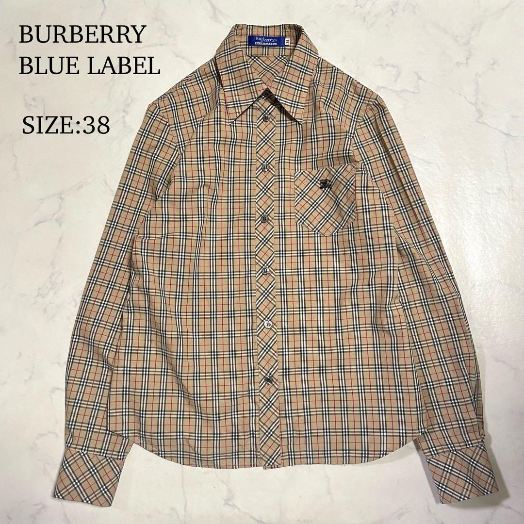 バーバリーブルーレーベル ノバチェック シャツ ベージュ ホースマーク