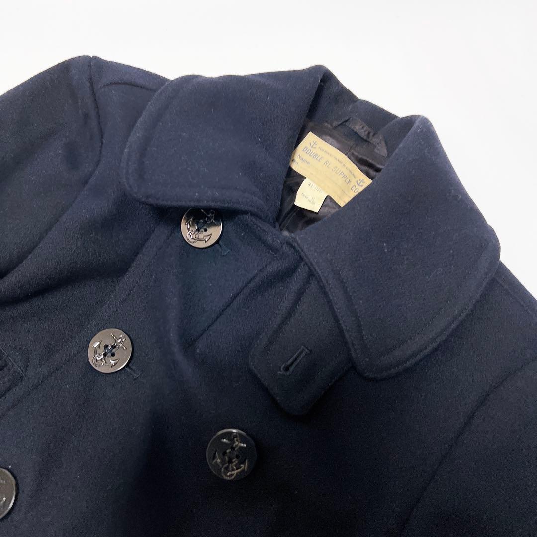 《美品》DoubleRL ウールピーコート 10ボタン ダークネイビー XS