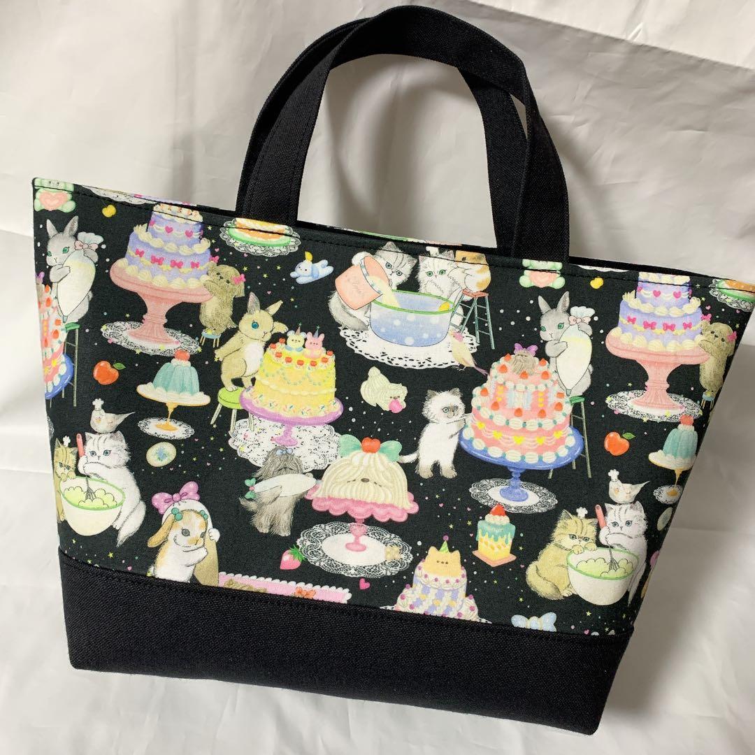 ユキエモン yukiemon ハンドメイド トートバッグ クックキャッツ 黒