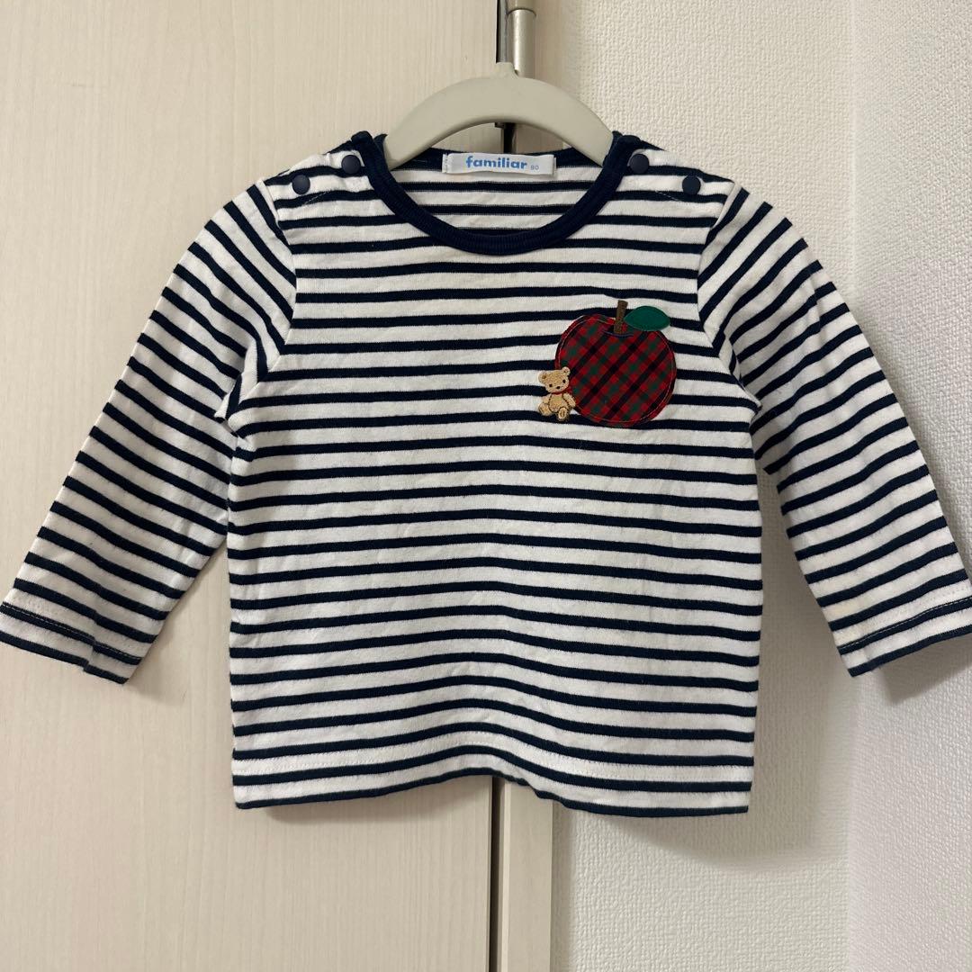 未使用に近い】familiarファミリア ファミちゃんカットソー長袖りんご