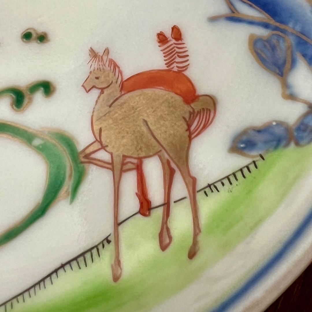 伊万里 九谷 手描き 色絵 金彩 染付 骨董 桜 馬 花鳥 5寸 小鉢 皿 午年