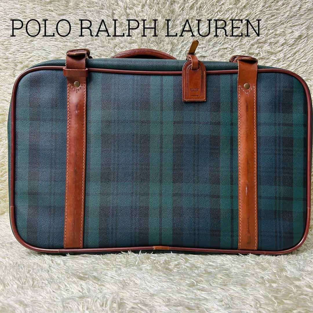 希少】ラルフローレン トラベルバッグ ブラックウォッチ PVC レザー 大