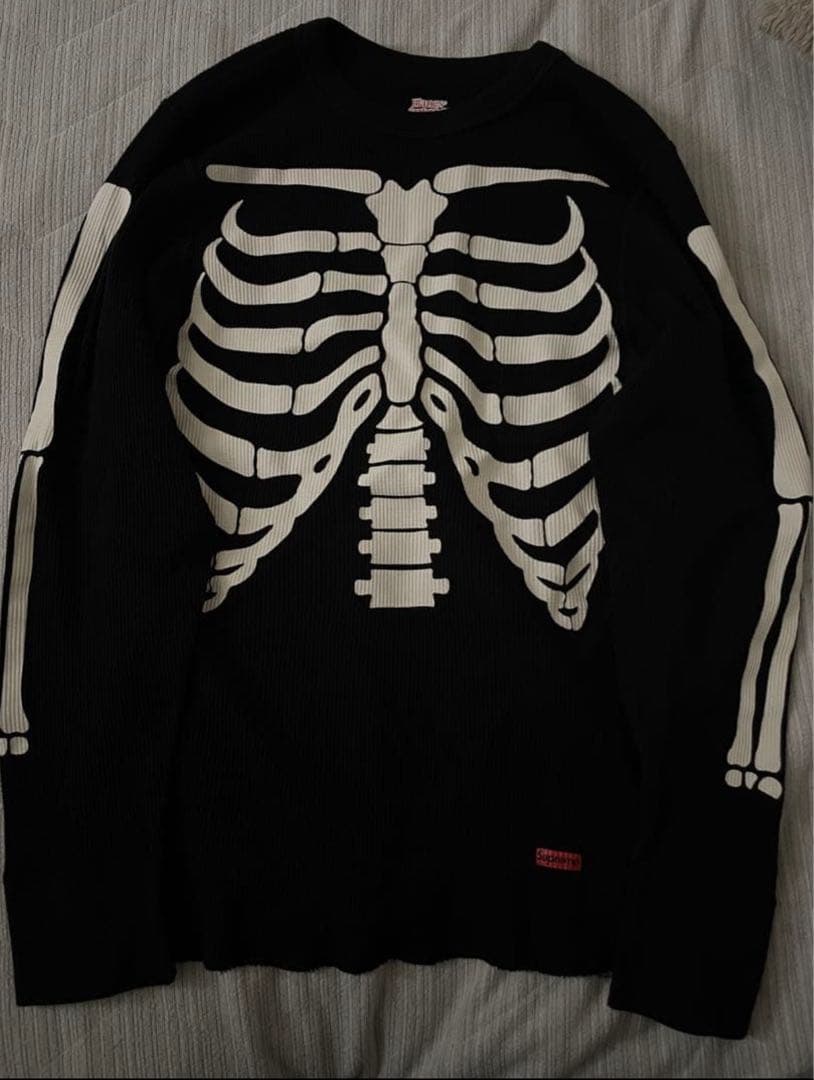 Hanes Supreme スケルトン長袖Tシャツ Supreme Hanes Bones Thermal Crew スケルトン ロンT イエロー XL