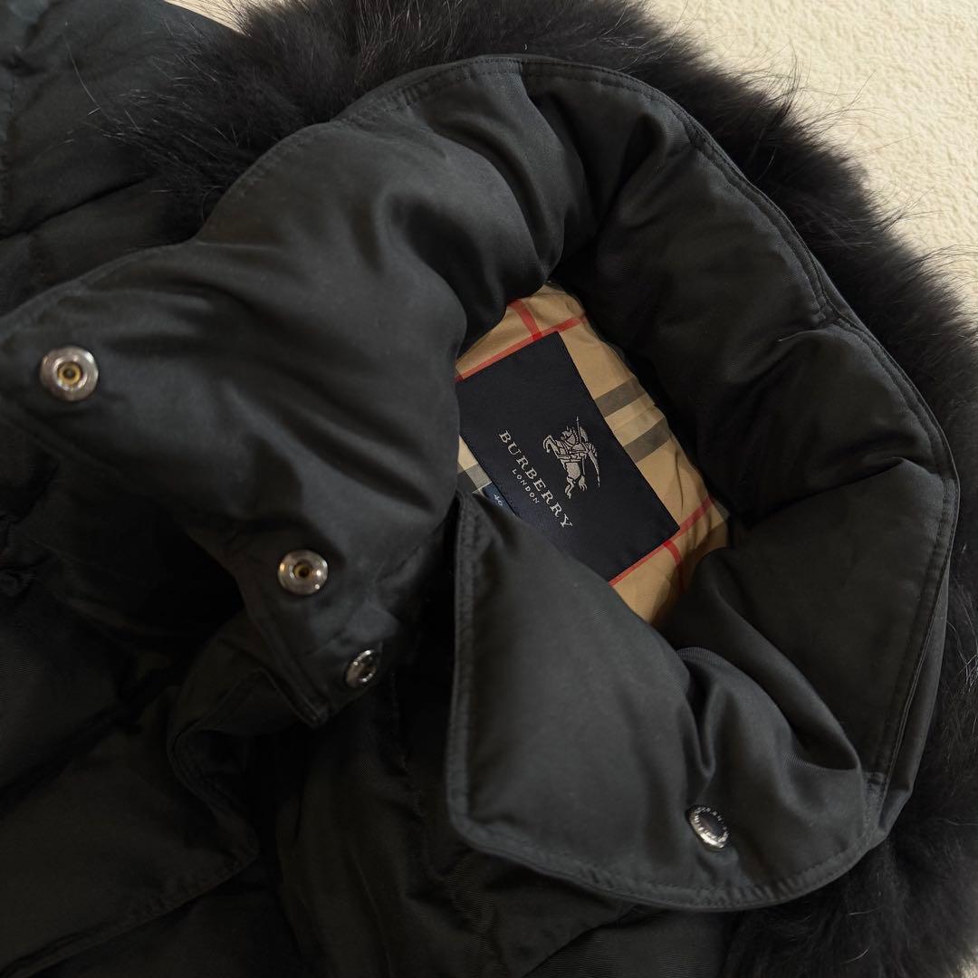 バーバリーロンドン ダウンコート ノバチェック ベルト ファー
