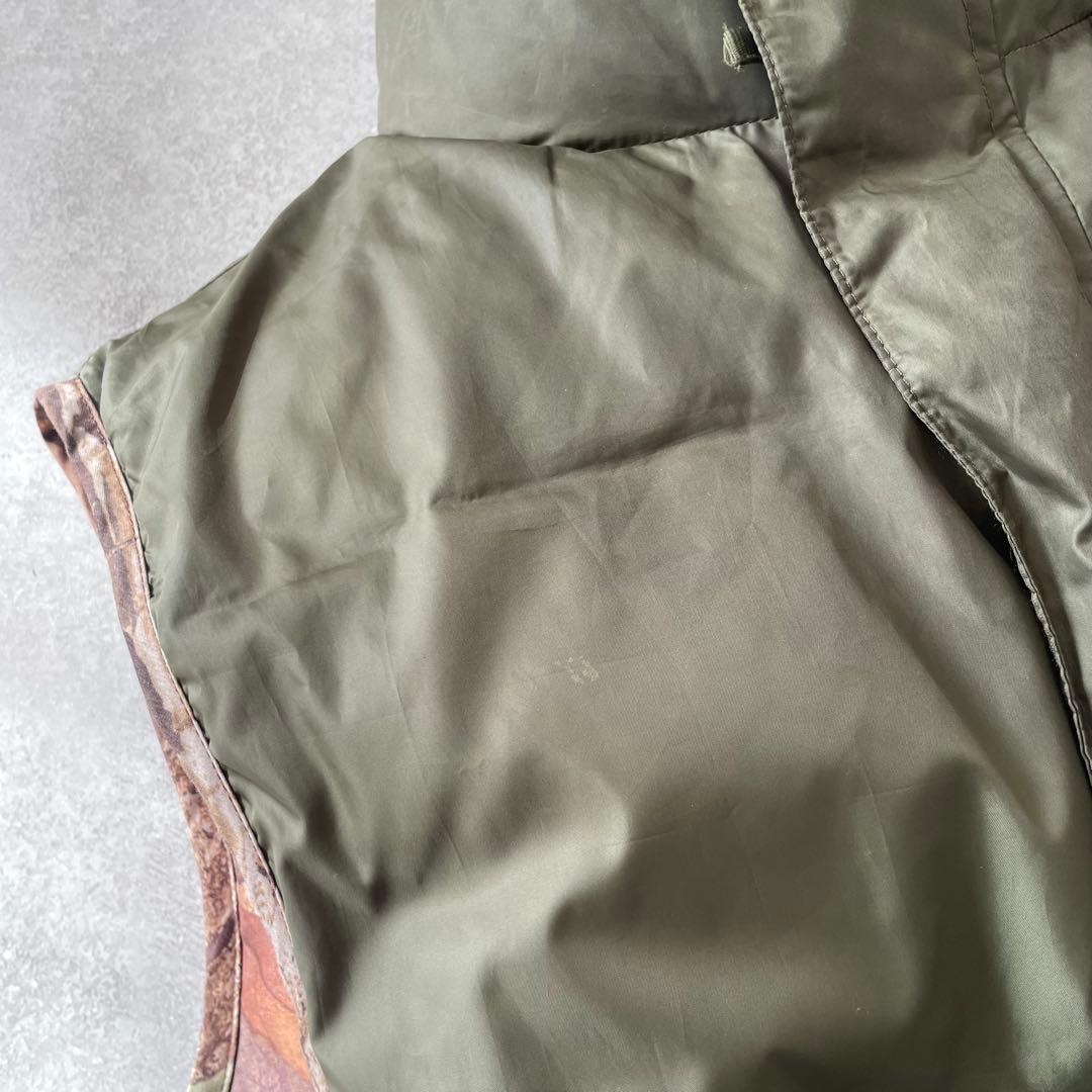 00s LLbean ダウンベスト リアルツリー リバーシブル グリーン S