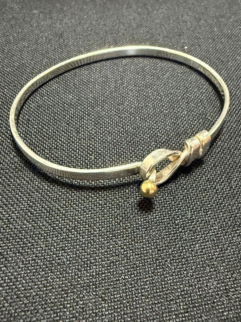 ティファニー バングル フック&アイ シルバー 925 750 18金 希少な1997年製ティファニー18金ゴールド＆シルバーフック＆アイ