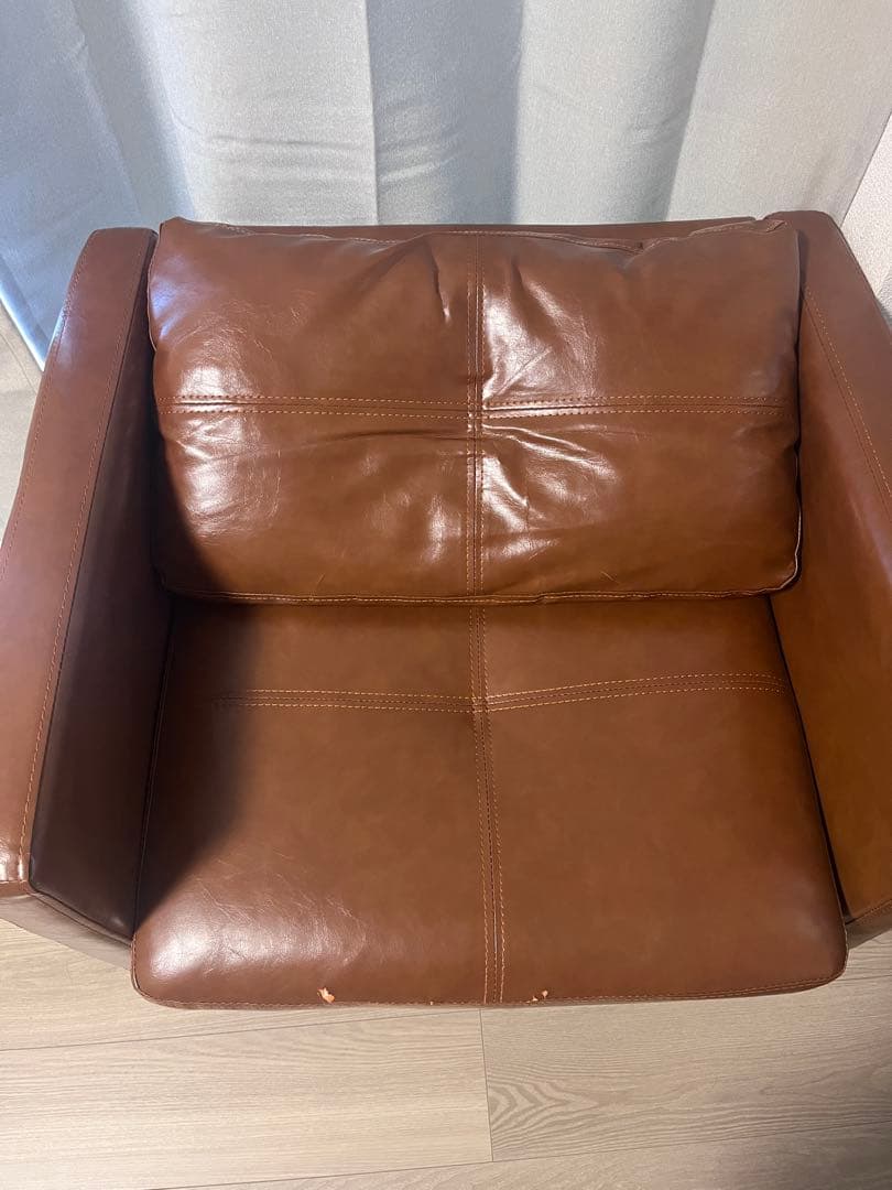 ⚠️11月まで ブラウン アームチェア 1人掛けソファ レザー 合皮