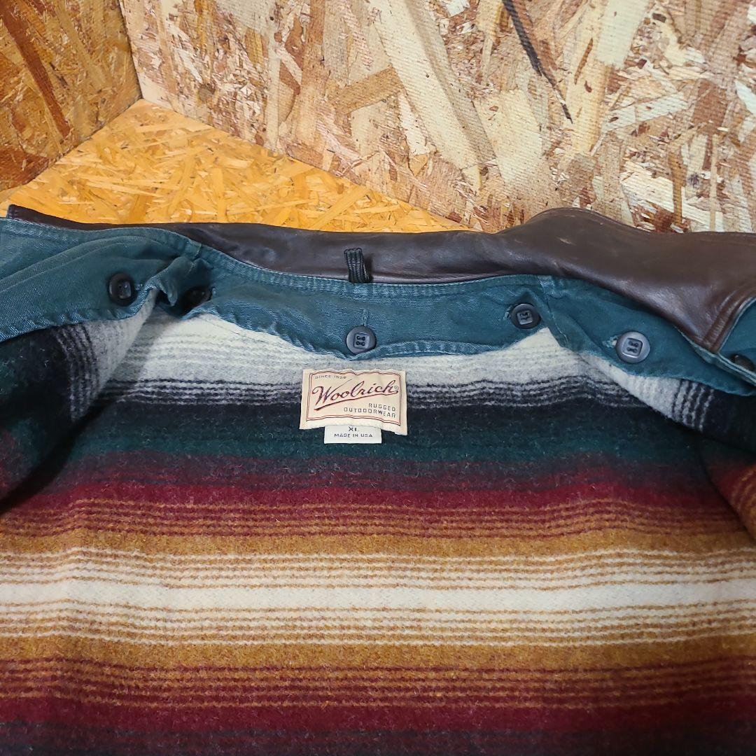 ウールリッチ 襟レザー ダック ライナー ハンティングジャケット 90s