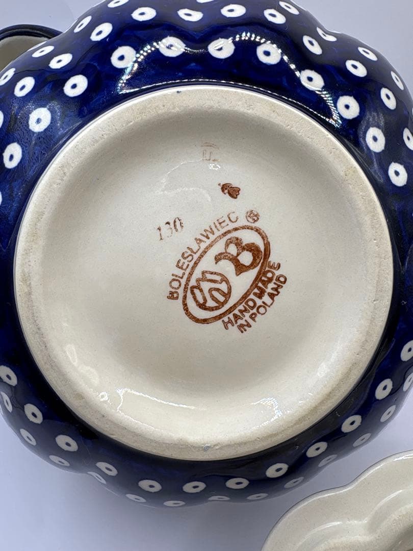 ポーリッシュポタリー】かぼちゃ型チューリン1点とスープ皿2点の3点