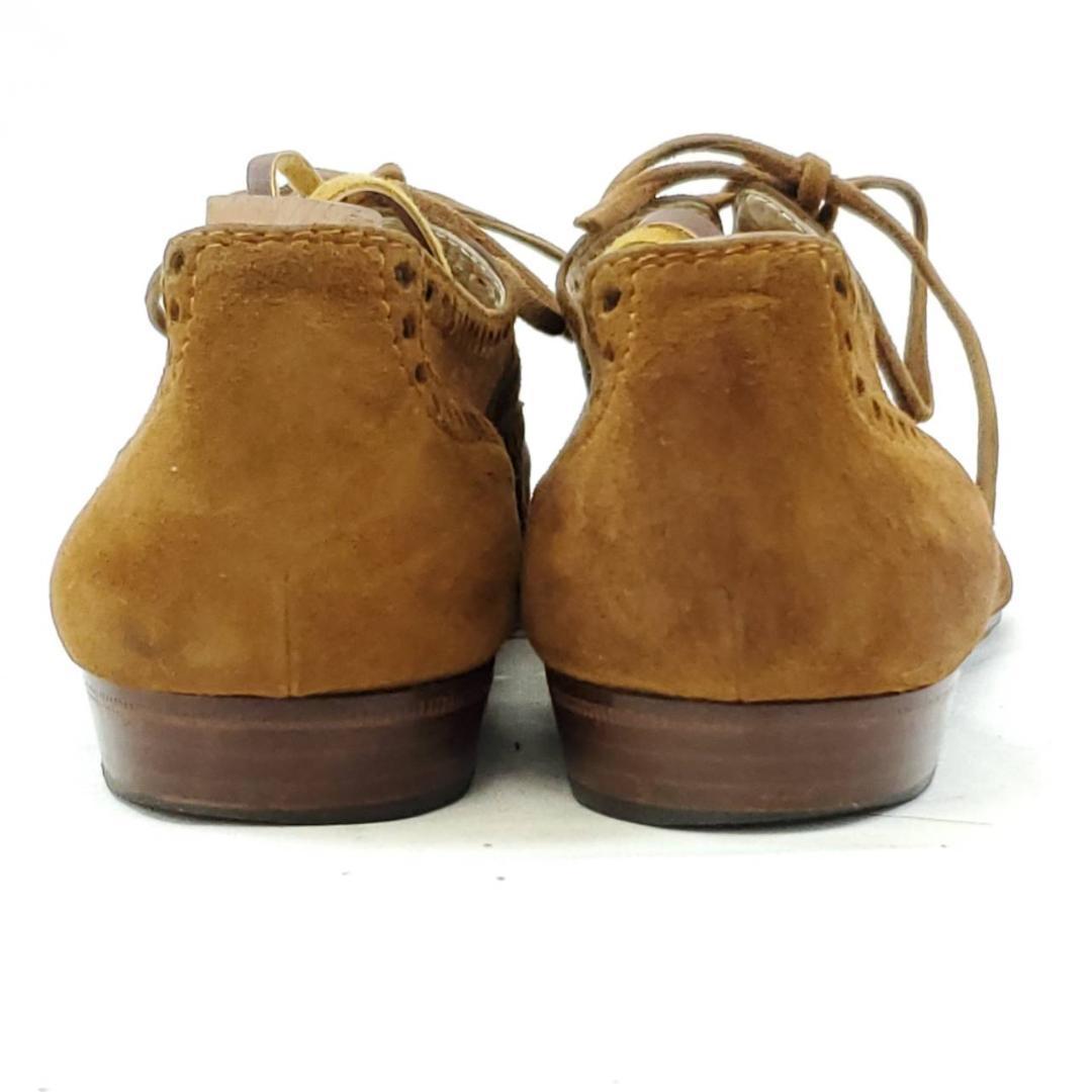 ロエベ ローファー メダリオン パンチング レースアップ ブラウン 37
