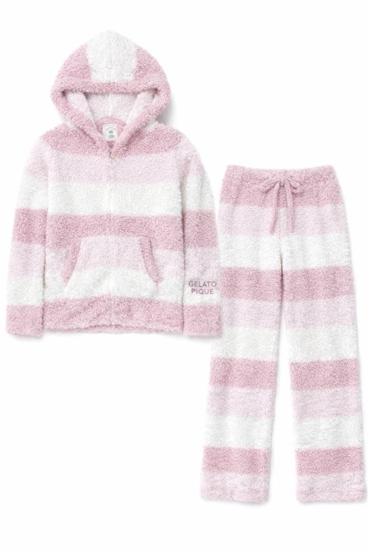 【新品 タグ付き】ジェラートピケ セットアップ ピンク ホワイト ふわもこ上下 gelato pique（ジェラートピケ）の「【ONLINE限定】チェック柄プル