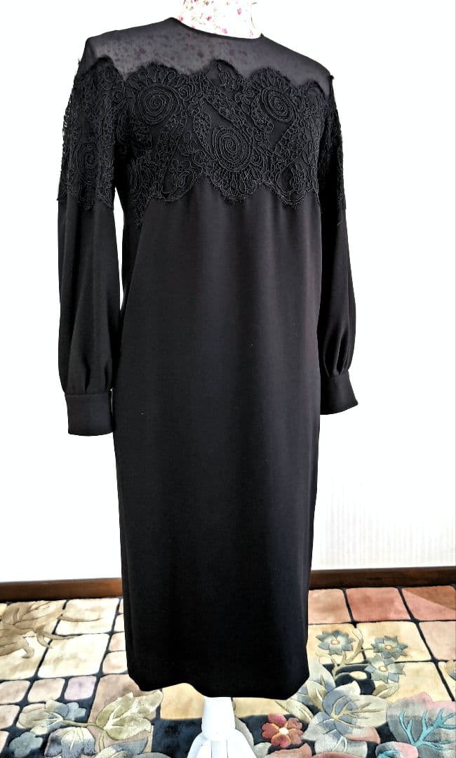 エポカ ブラック シースルーコードレース 装飾 ワンピース サイズ40