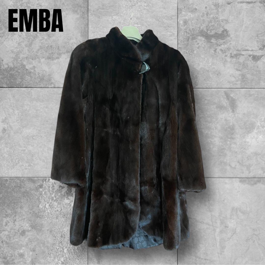 EMBA 高級 ミンク 毛皮 ハーフコート ダークブラウン 美品 Fサイズ