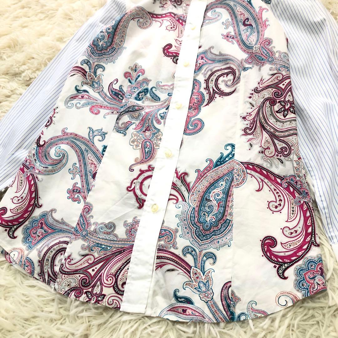 ETRO【38】エトロ ペイズリー柄ブラウス コットン混シャツ ストライプ
