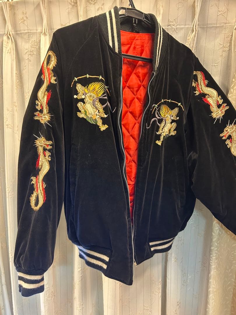 bbセール実施中　ベロア生地スカジャン HOUSTON（ヒューストン） スカジャン ベロア アラスカ刺繍 長袖