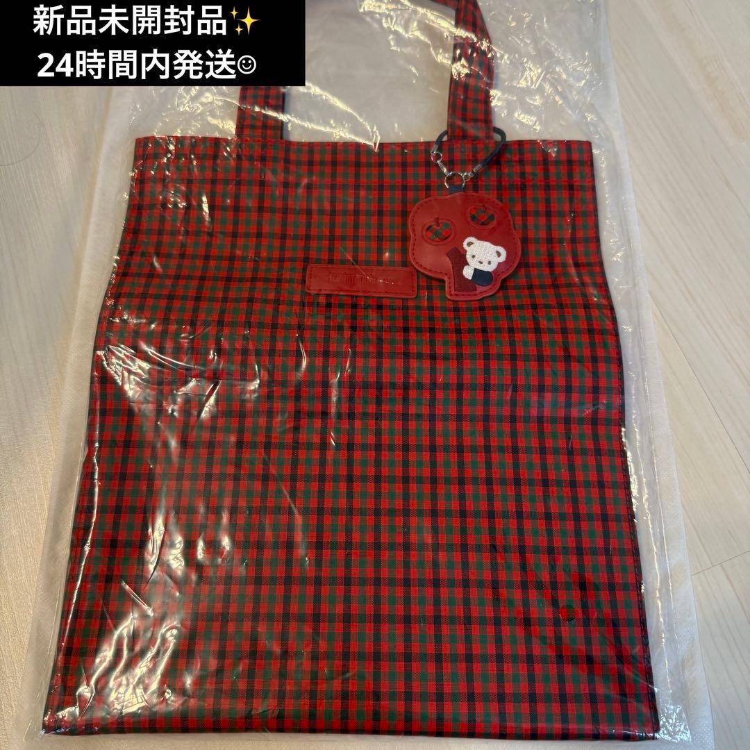 新品 未開封 ファミリア トートバッグ 赤 チェック 大 トート バッグ