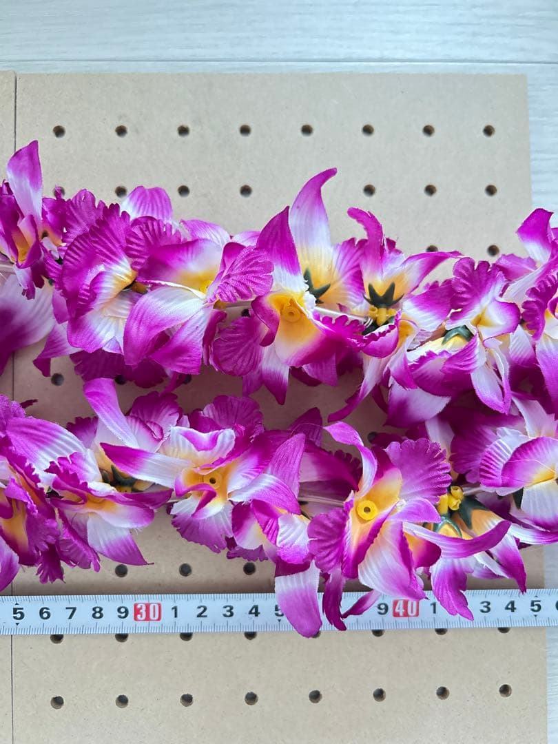 3116.フラダンス タヒチアン レイ フラワーレイ 紫系 パープル 白