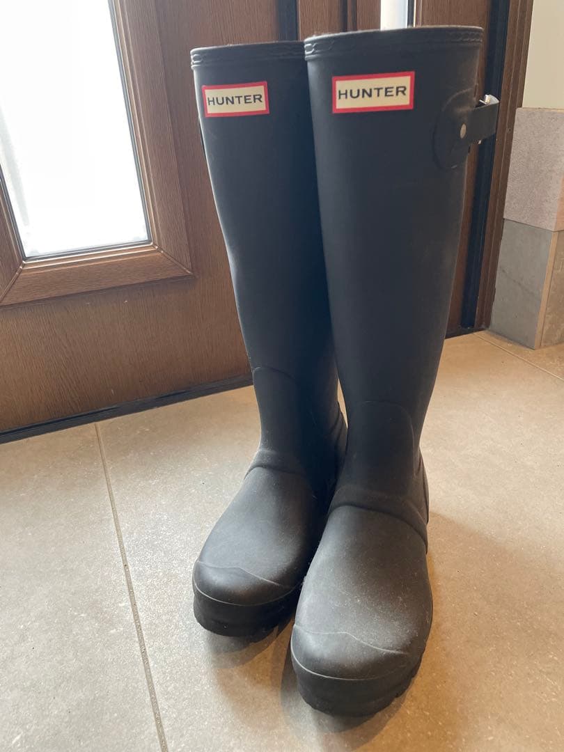 極美品⭐︎HUNTER ブラック 長靴 バックル付き HUNTER（ハンター） レインブーツ レディース オリジナル ショート