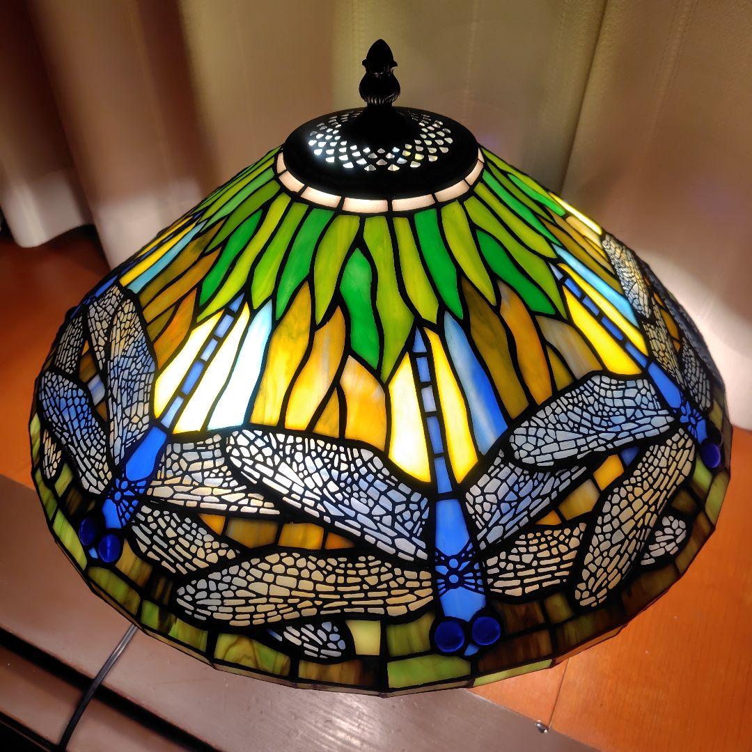 とんぼ◇4灯大型ステンドグラス ◇ティファニー風ランプ ◇ テーブル