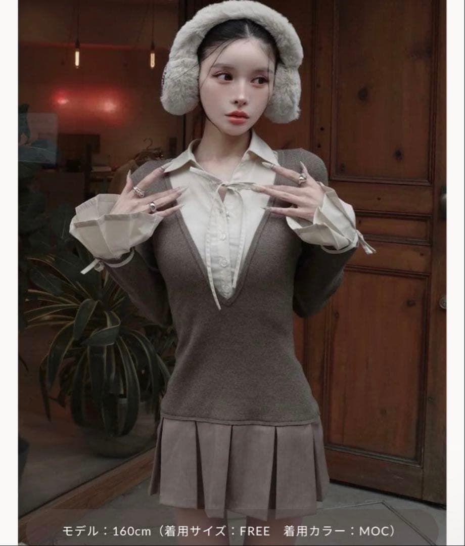 Darich シャツドッキングプリーツミニワンピース モカ FREE - メルカリ