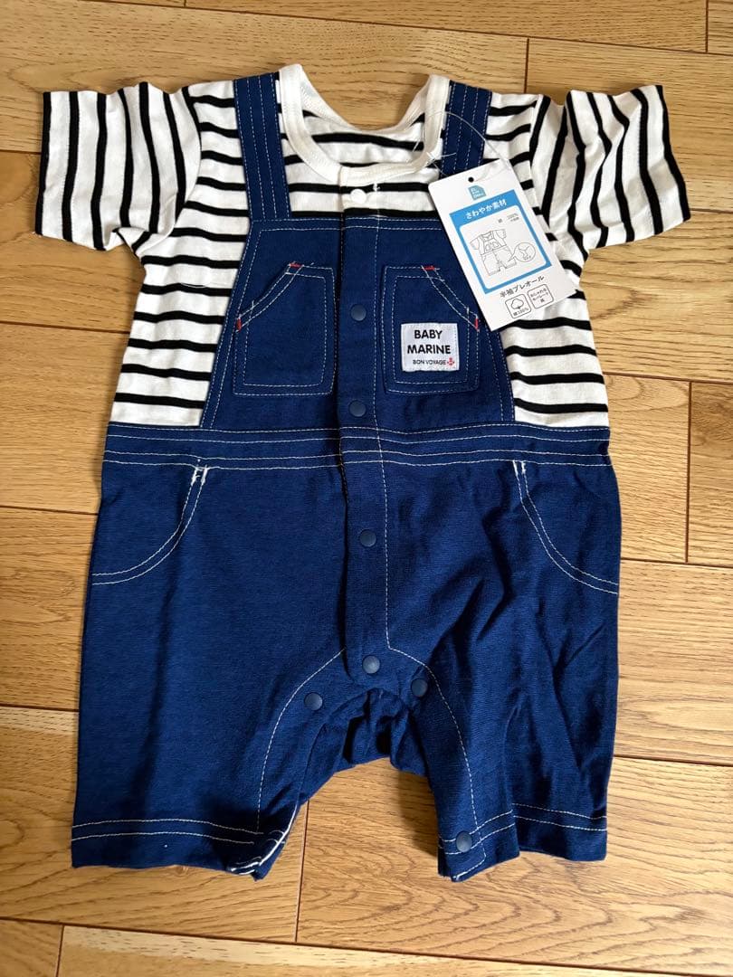 新品】ストライプ柄ロンパース 60-70センチ - メルカリ