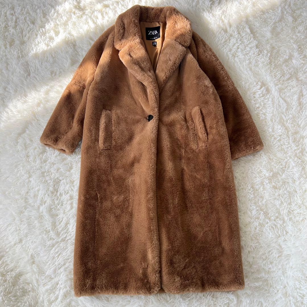 入手困難♡ 完売品 ZARA ザラ テディベア 女優襟 エコファー コート M