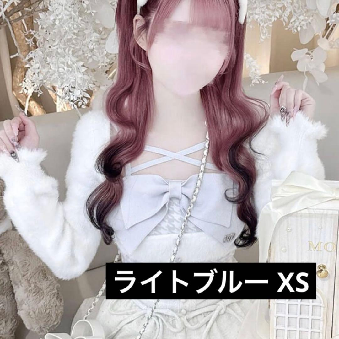 HONEY MEW ハニーミュウ ビッグリボンシャギーアンサンブルトップス XS