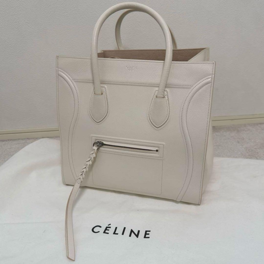 CÉLINE アイボリー トートバッグ セリーヌ/トートバッグ/ホリゾンタルカバ/ナチュラル(アイボリー)×タン
