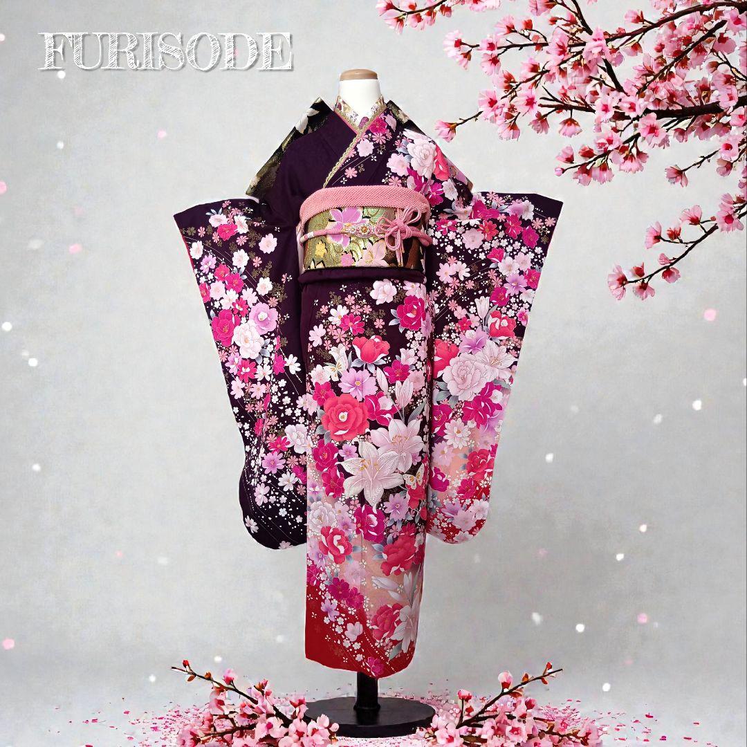 成人式　振袖フルセット　紫　卒業式　前撮り　週末SALE 楽天市場】【レンタル振袖】【送料無料】振袖レンタルセット 紫