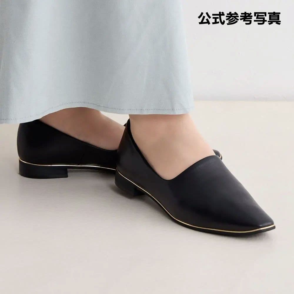 美品 HIMIKO 卑弥呼 本革 メタルラインフラットパンプス 24.5cm