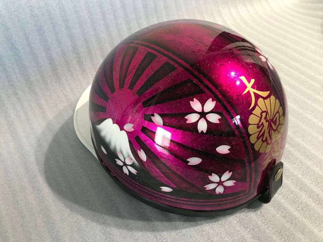 ラメ 富士日章 コルク半 ヘルメット 旧車會 暴走族 三段シート 旭風防