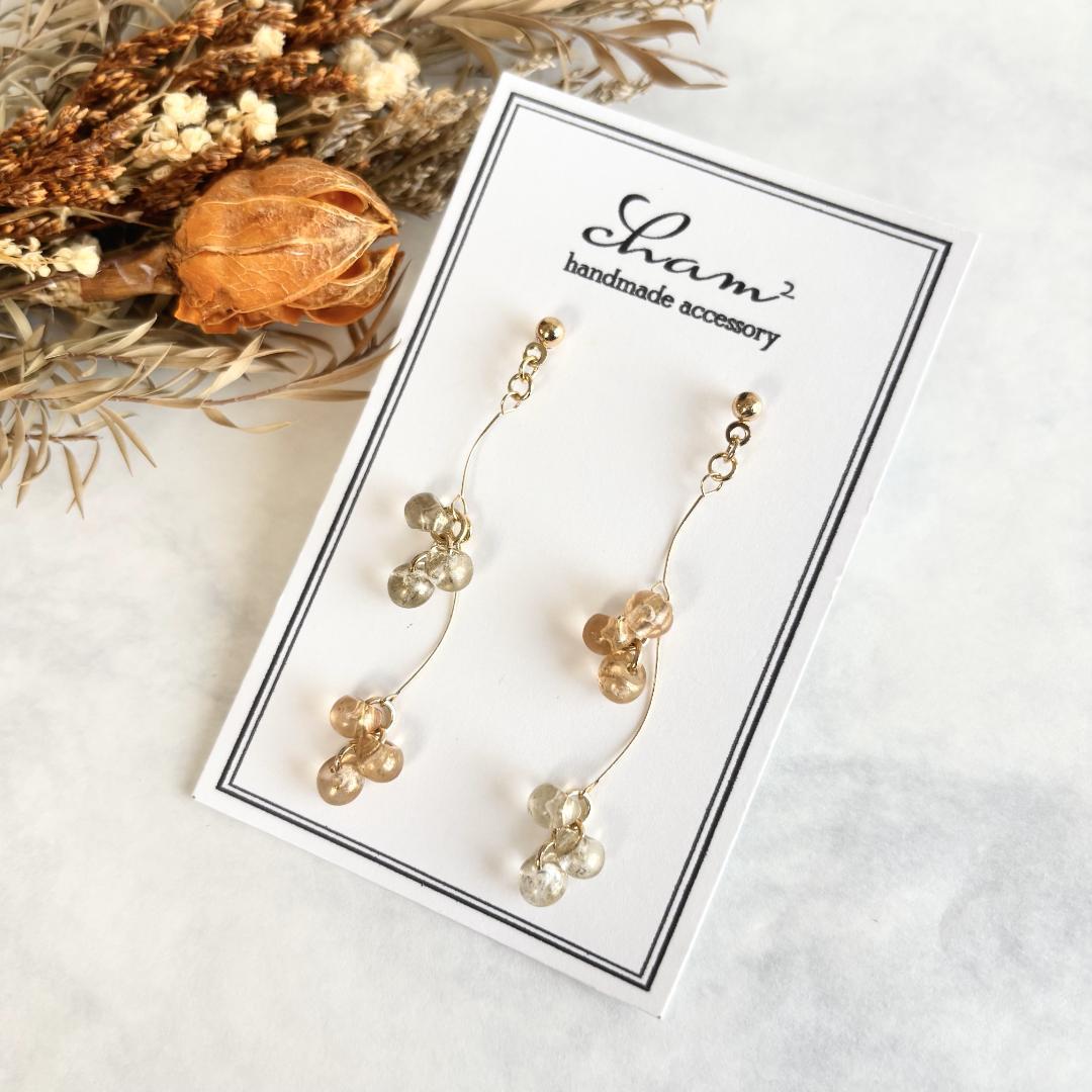 No.321) 鈴丸ビーズ 上品 ハンドメイドピアス イヤリング - メルカリ