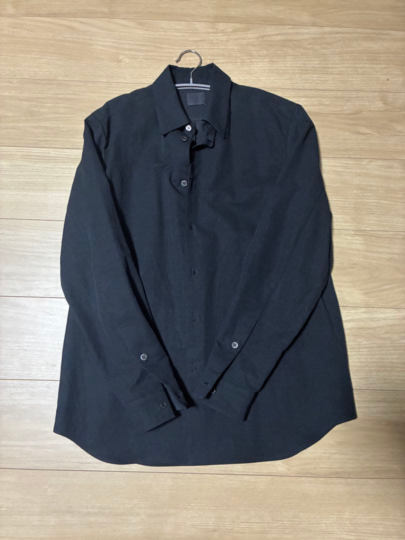 山内　黒の長袖シャツ サイズ<3 山内 / ウールブラックストライプ・パジャマシャツ | twelve