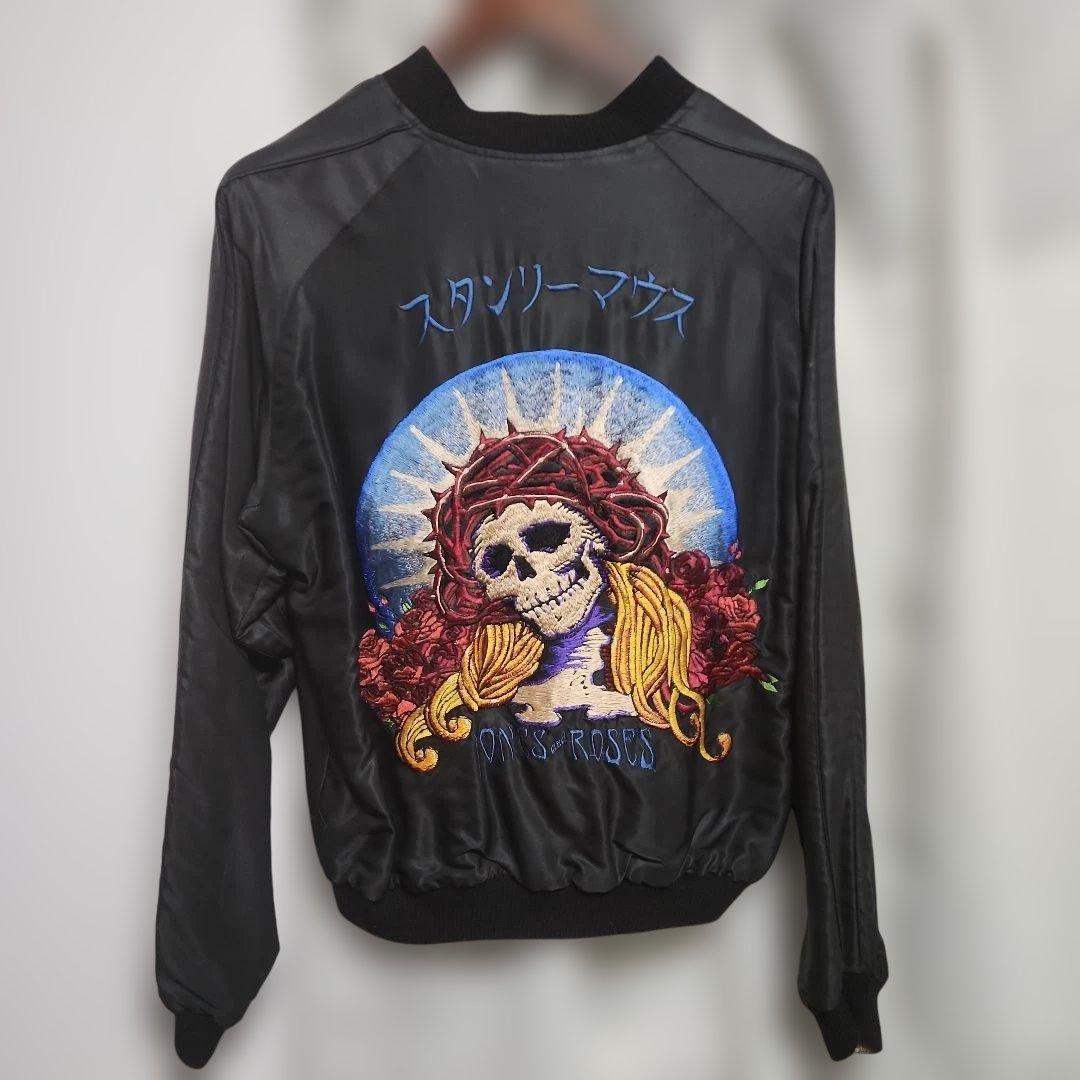 東洋 STANLEY MOUSE リバーシブル サテン スカジャン L ブラック