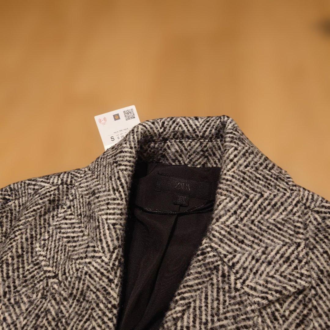 2025年新作 ZARAヘリンボーン柄 グレー チェスターコート S - メルカリ