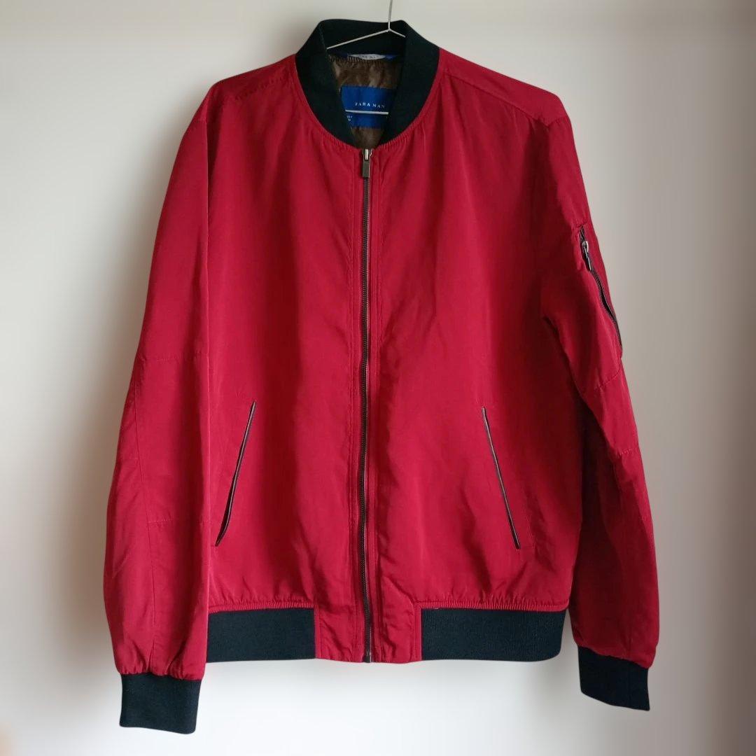 ZARA MAN 赤 MA-1 フライトジャケット Lサイズ - メルカリ