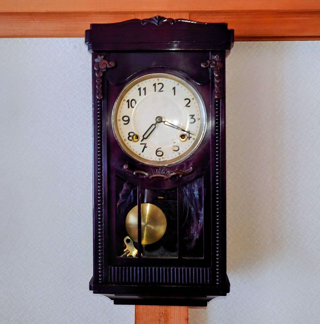 〈完動美品〉林時計　宮型ゼンマイ振り子掛け時計　ボンボン時計古時計 完動美品〉ping pong時計社 宮型ゼンマイ振り子時計 ボンボン時計古