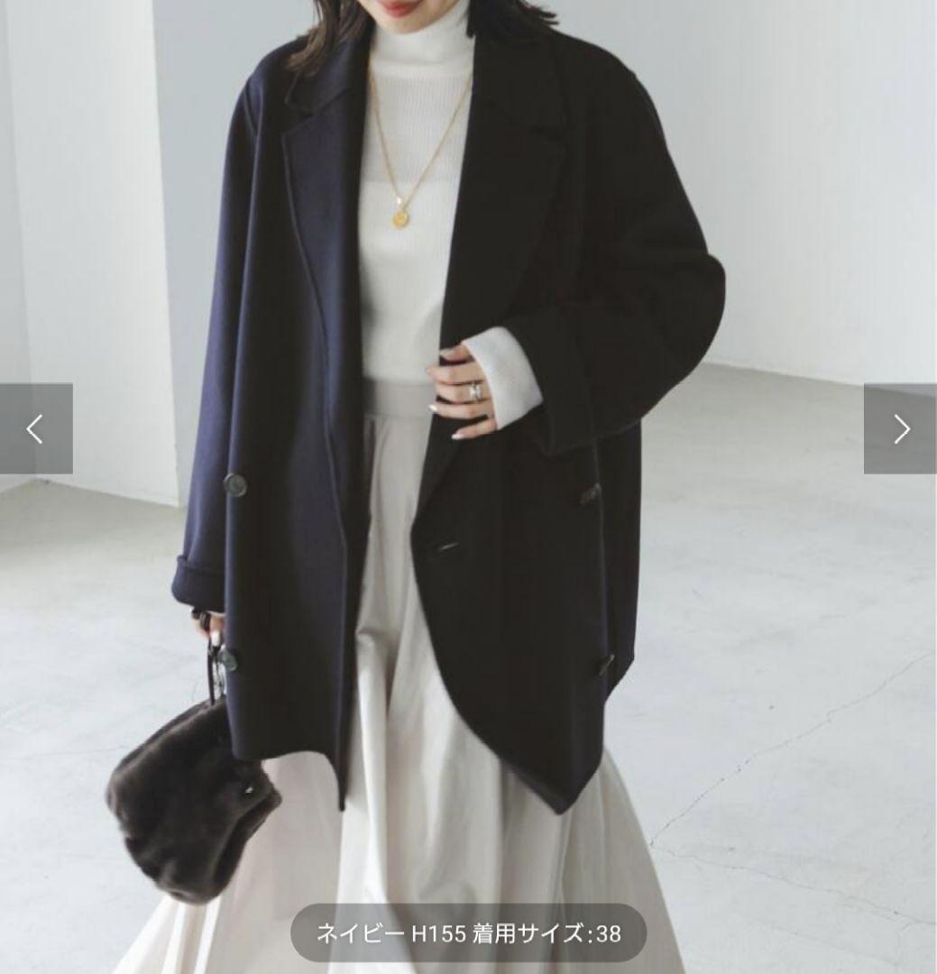 NOBLE Super160sチェスターミドルコート ネイビー 38 - メルカリ