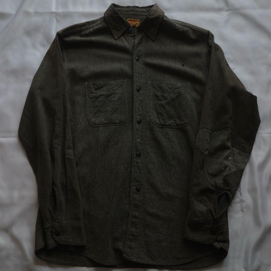 50s ブラックシャンブレーシャツ RED CAMごま塩 ボロの美学 - メルカリ