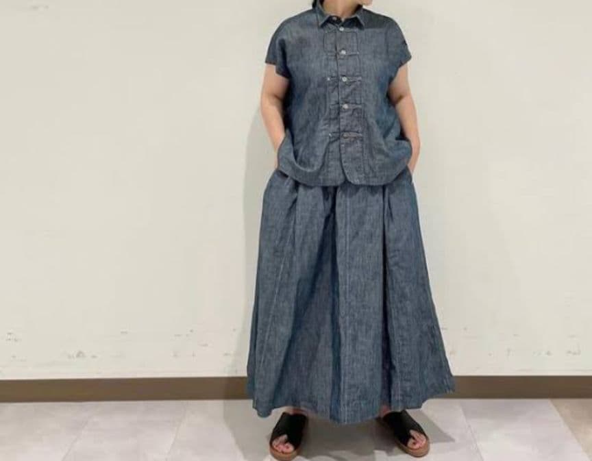 45R 綿麻ダンガリーの8ノット馬アロハシャツ