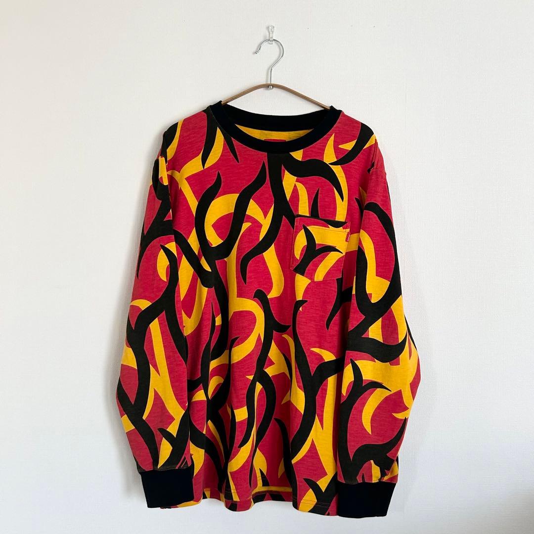 SUPREME L/S Pocket Tee L トライバルカモ 19AW - メルカリ