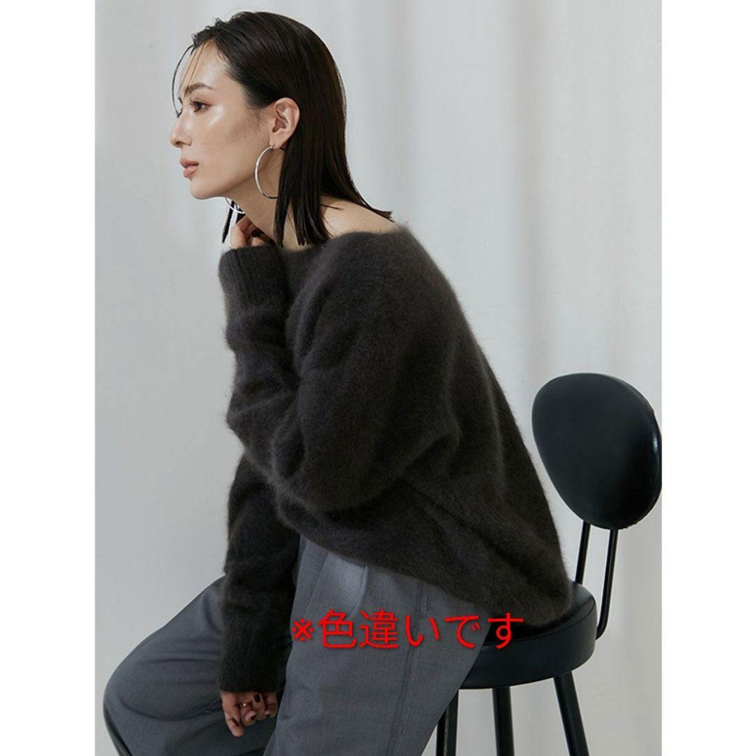 nekoko様anuansラクーンボートネックニットプルオーバーICE GREY