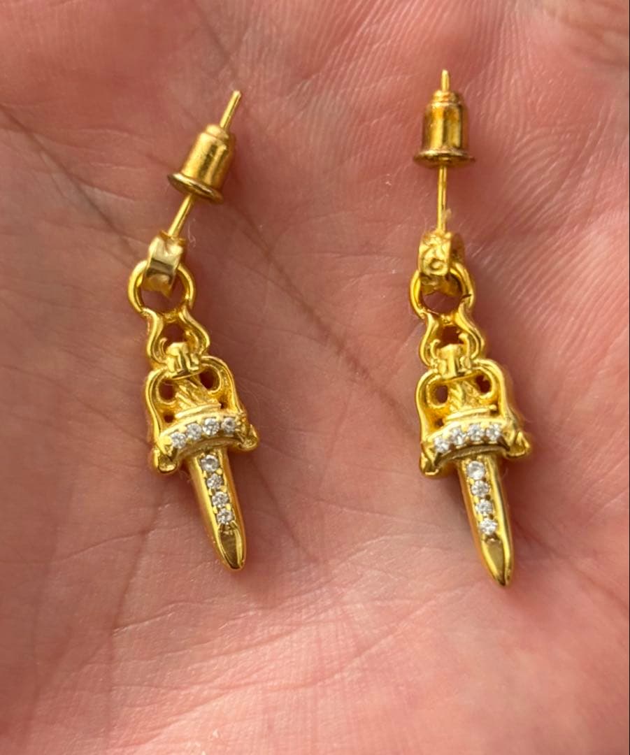 ゴールド ジルコニア装飾 ダガーピアス ダガーピアス GD