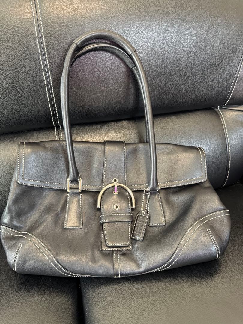 coach コーチ ブラックレザー バッグ y2k - メルカリ