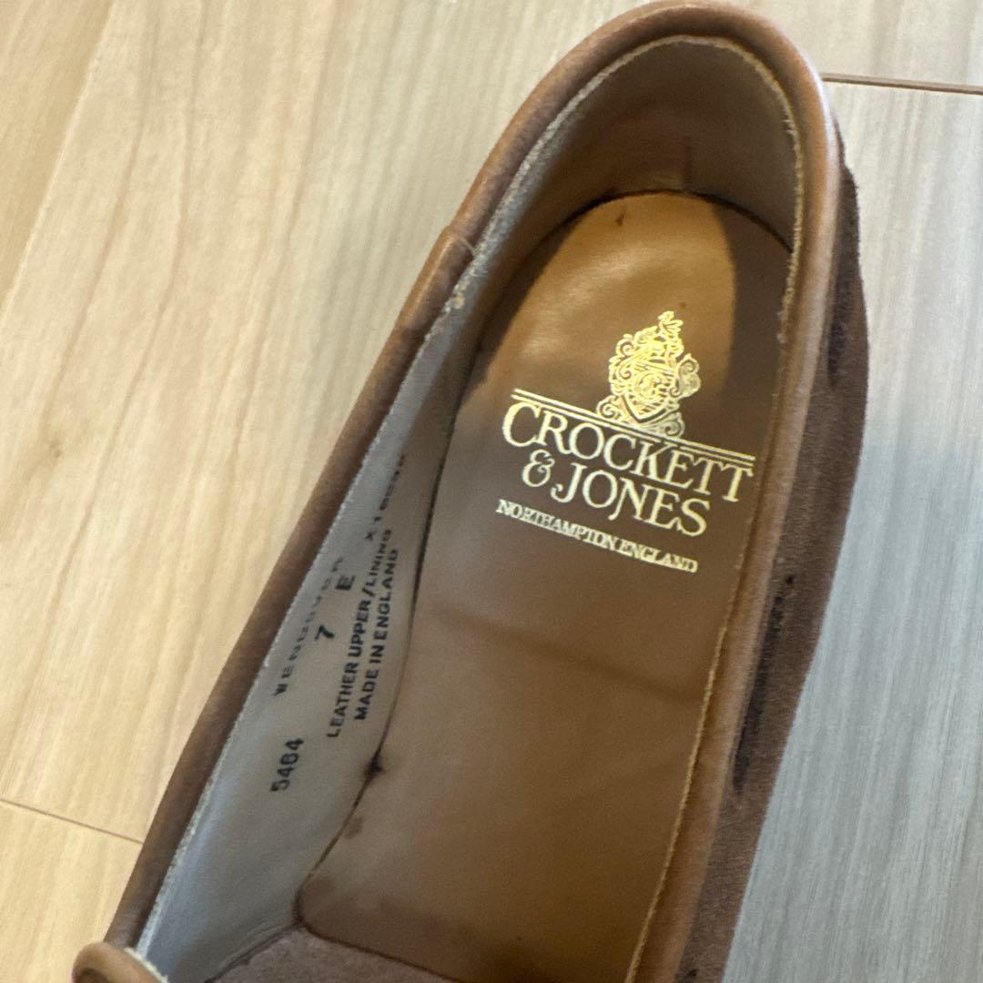 クロケットジョーンズ ブラウン スエード リボンローファー 7E - メルカリ
