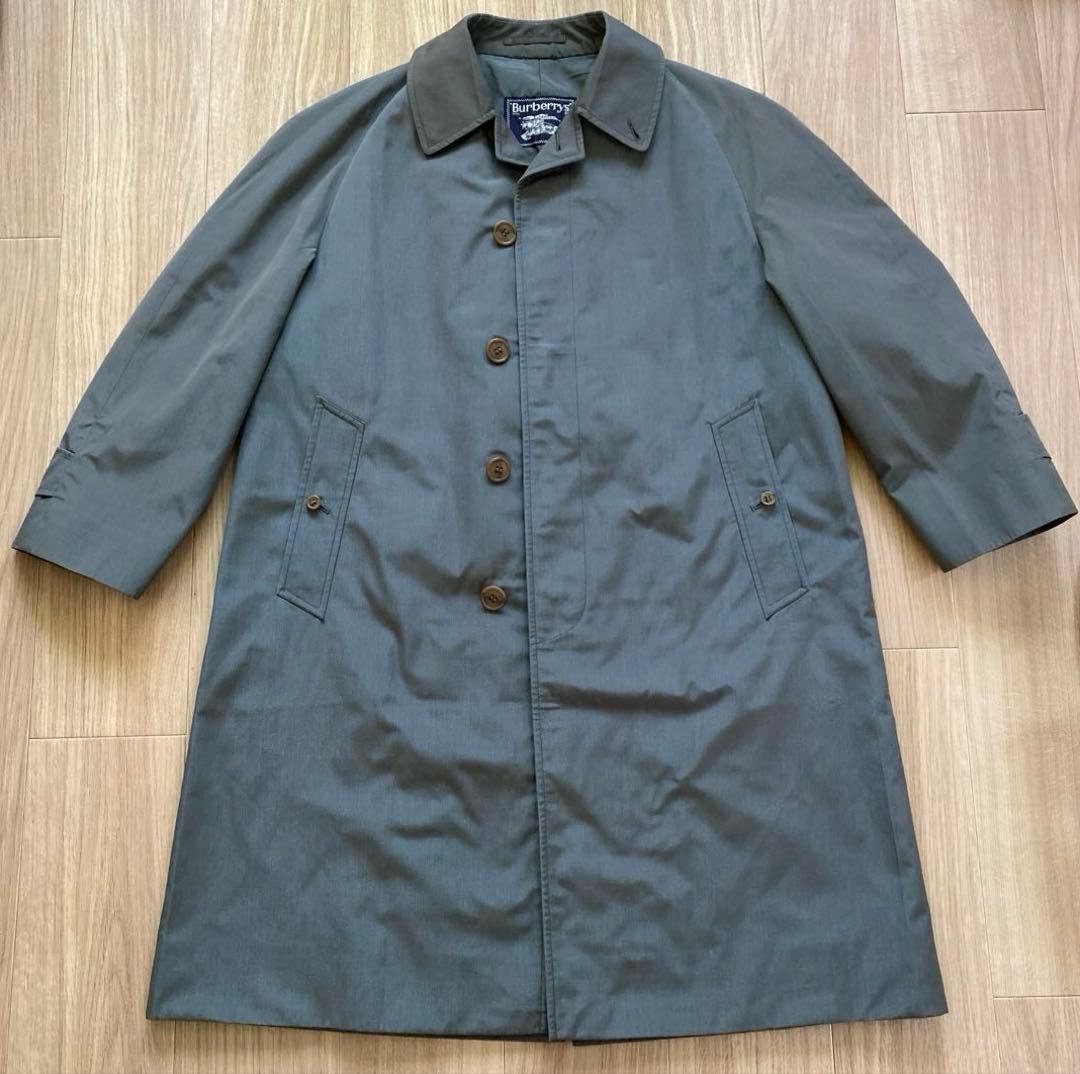 【美品】バーバリープローサム バルマカーンコート 玉虫色 グレーグリーン 美品】バーバリープローサム バルマカーンコート 玉虫色 グレー