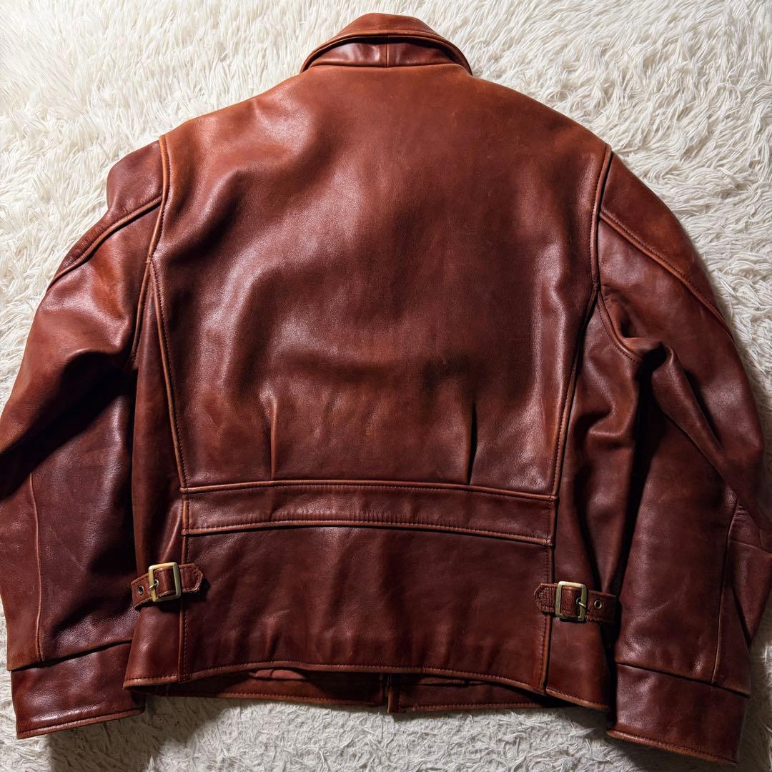 雰囲気抜群】B-McCOY'S ライダースジャケット ステアハイド 赤茶 40