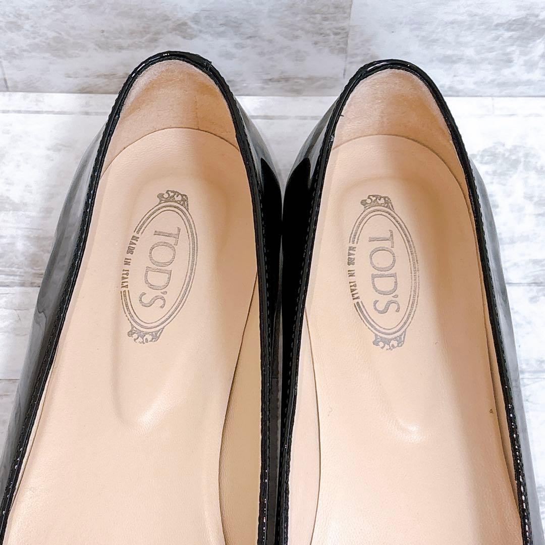 極美品✨TOD'S ケイト エナメル フラットパンプス チェーン 22.5cm