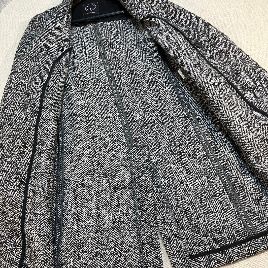 T-JACKET】チェスターコート ダブル 千鳥格子 M バウンドトゥース