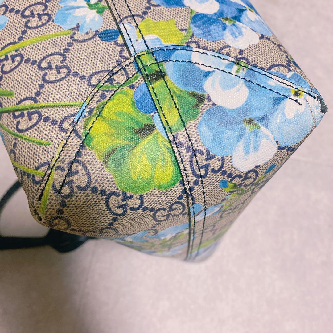 GUCCI ブルームス トートバッグ リバーシブル ブルー L - メルカリ